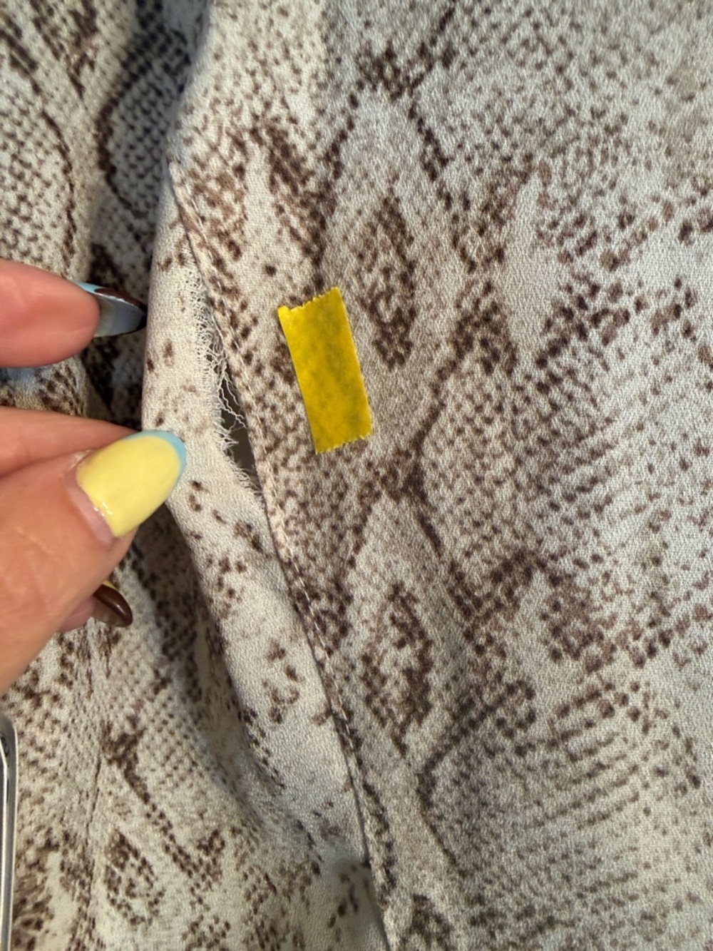 Leith Snake-Print Tie Front Blouse - Cream Taupe - Picture 8 of 8